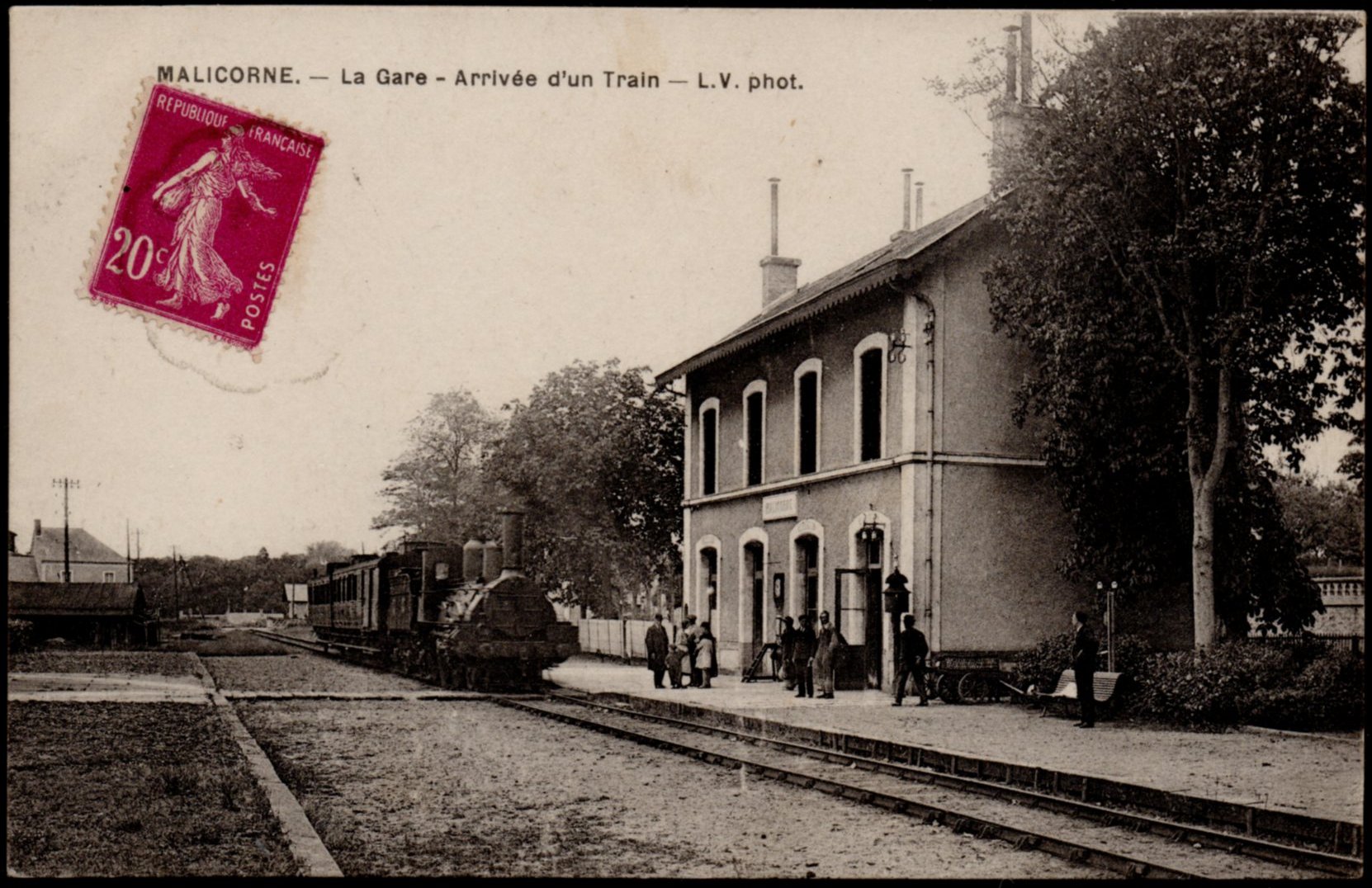 Obliteration ferroviaire / chemin de fer 'La Flèche au Mans', 1932 : Gare de Malicorne